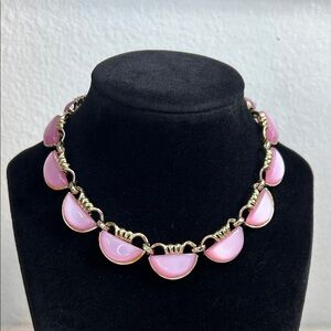 Coro vintage pink moonglow Lucite thermoset choker necklace